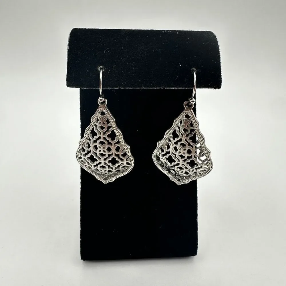 Retired Kendra‎ Scott Addie Silver Drop/Dangle earrings in Silver filigree!